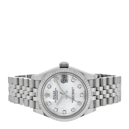 Rolex Stainless Steel 18K White Gold Diamond Mother of Pearl 31mm Oyster Perpetual Datejust Watch 278274 2 of 5