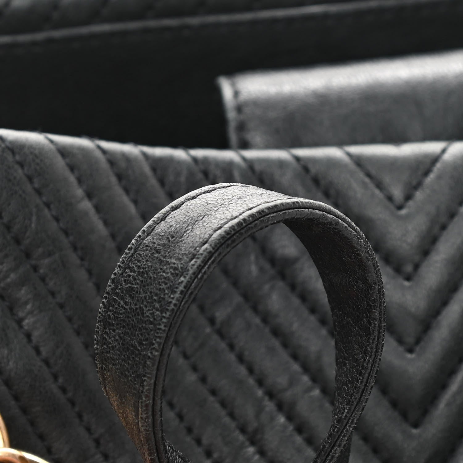 Chanel Wrinkled Lambskin Chevron Quilted Large Surpique Tote Black 16 of 17