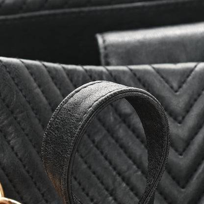 Chanel Wrinkled Lambskin Chevron Quilted Large Surpique Tote Black 16 of 17