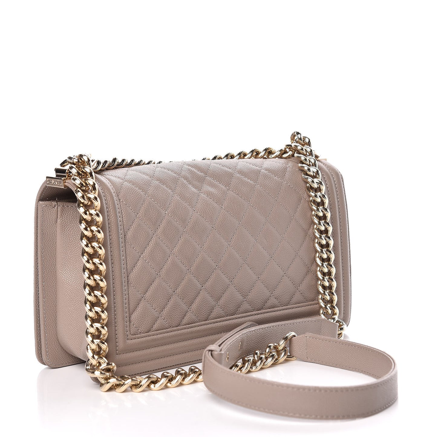 Caviar Quilted Medium Boy Flap Dark Beige
