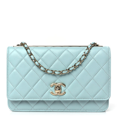 Chanel Lambskin Quilted Trendy CC Wallet On Chain WOC Light Blue 1 of 11