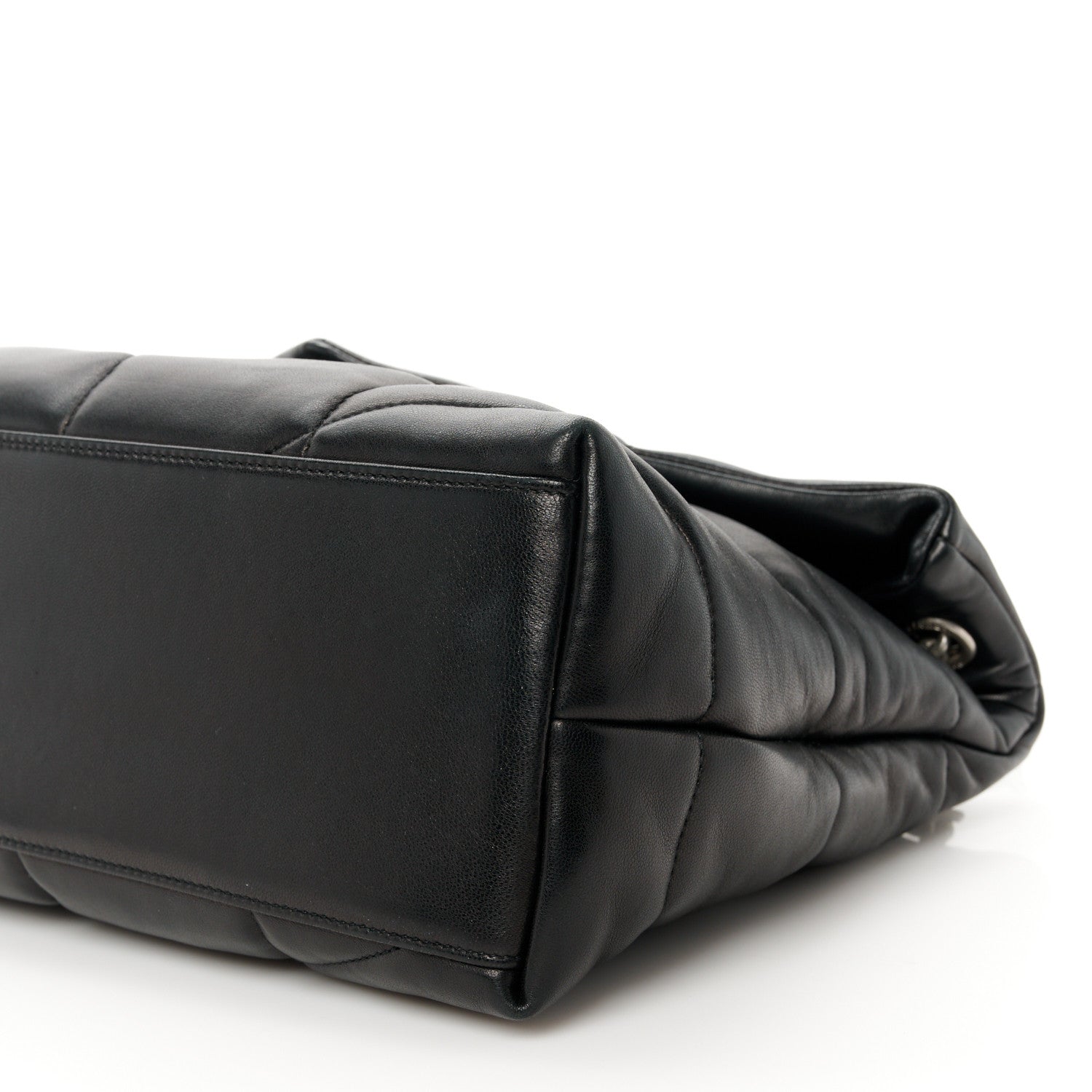 Saint Laurent Lambskin Quilted Medium Loulou Puffer Monogram Chain Satchel Black 11 of 11