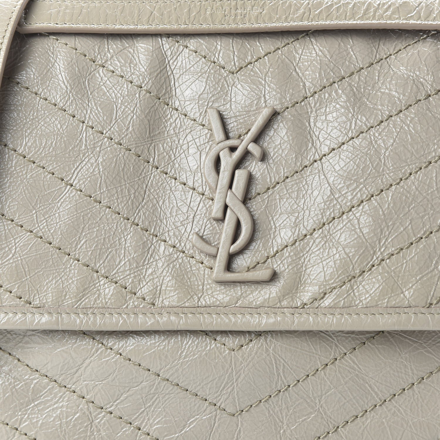Saint Laurent Crinkled Calfskin Matelasse Monogram Medium Niki Chain Satchel Light Natural 9 of 9
