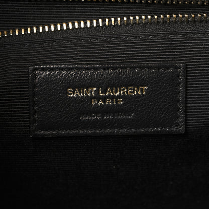 Saint Laurent Grain De Poudre Matelasse Chevron Large Monogram Satchel Black 6 of 10