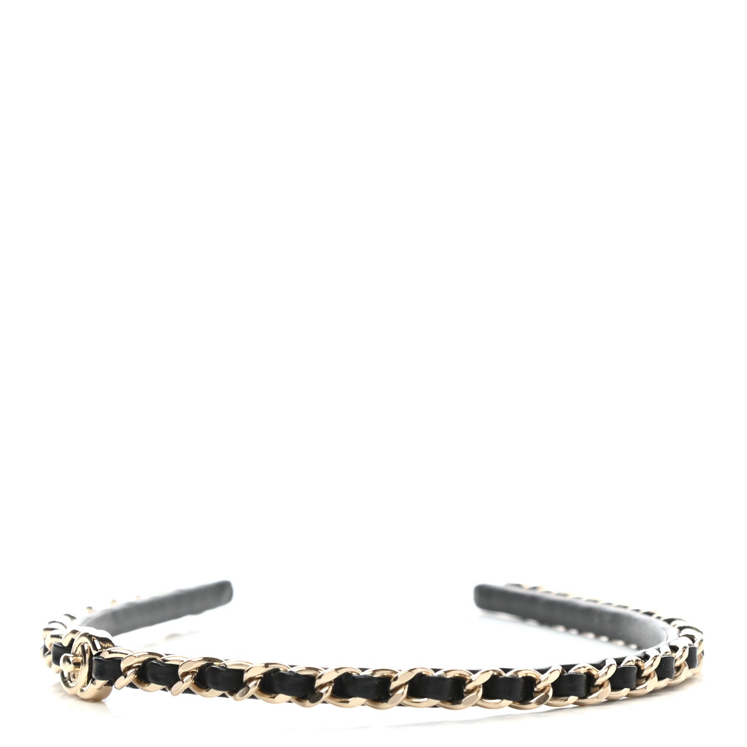 Chanel Metal Lambskin CC Turnlock Chain Headband Gold Black 3 of 5