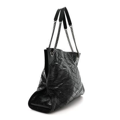 Saint Laurent Crinkled Calfskin Matelasse Monogram Medium Niki Shopper Tote Black 3 of 10