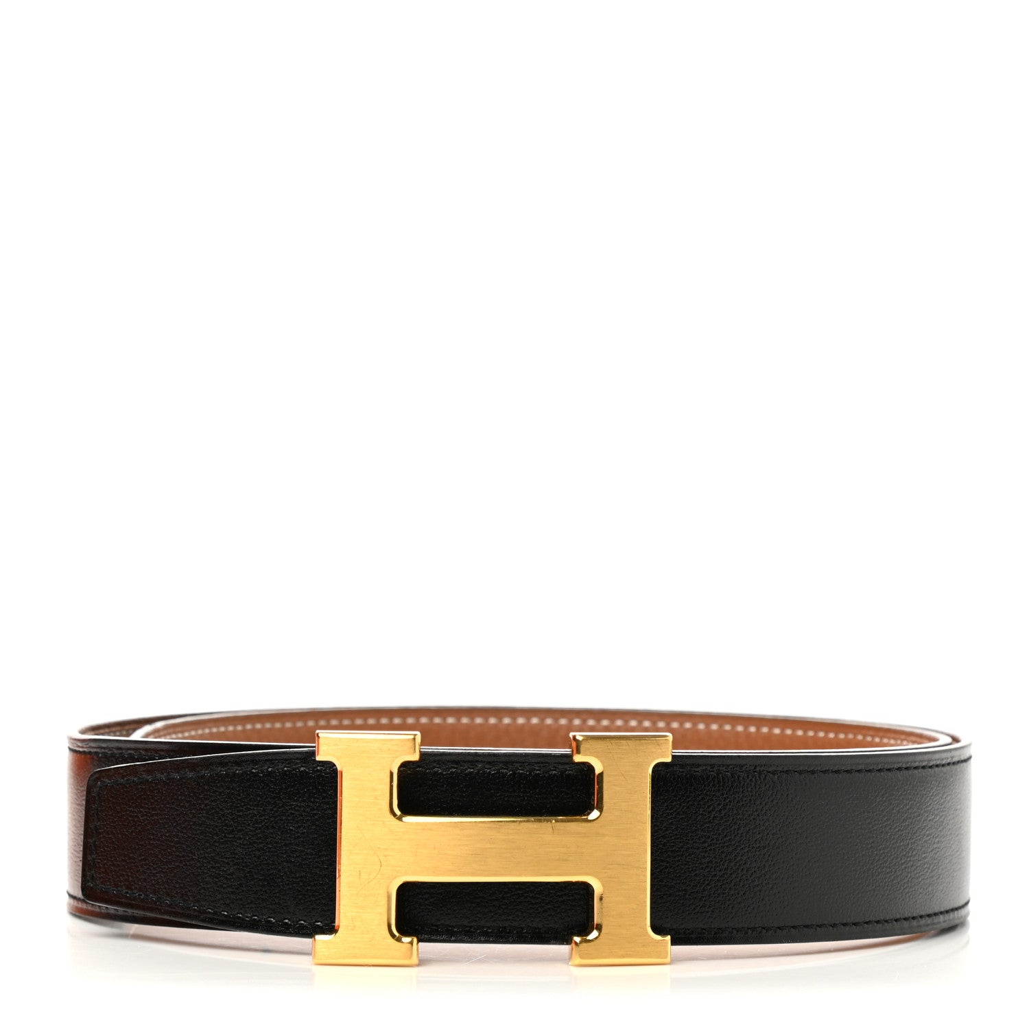 Hermes Swift Togo 32mm H Belt 80 Black Gold 1 of 5