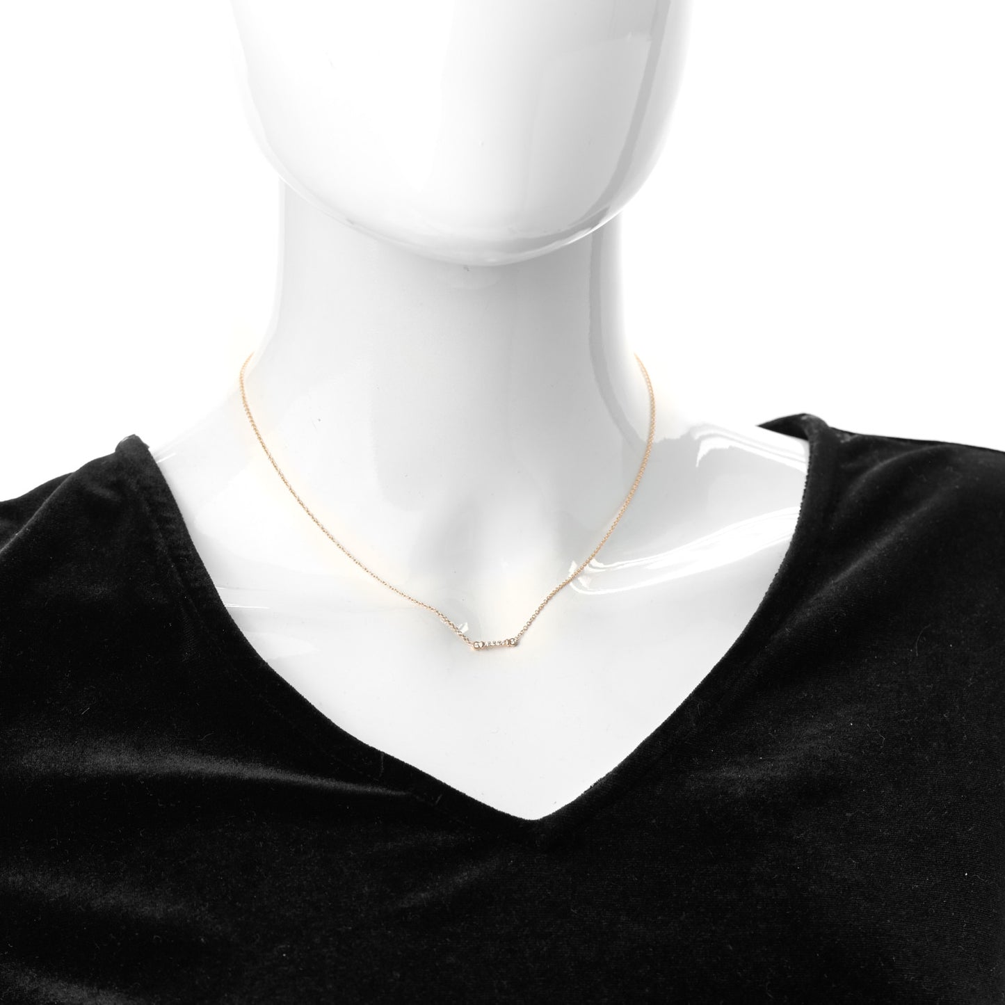 18K Rose Gold Diamond Fleur de Lis Key Bar Pendant Necklace