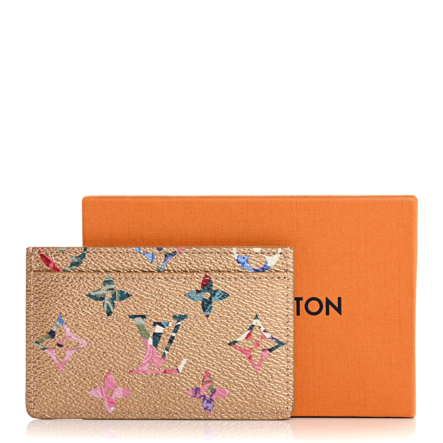 Metallic Monogram LV Garden Card Holder Gold