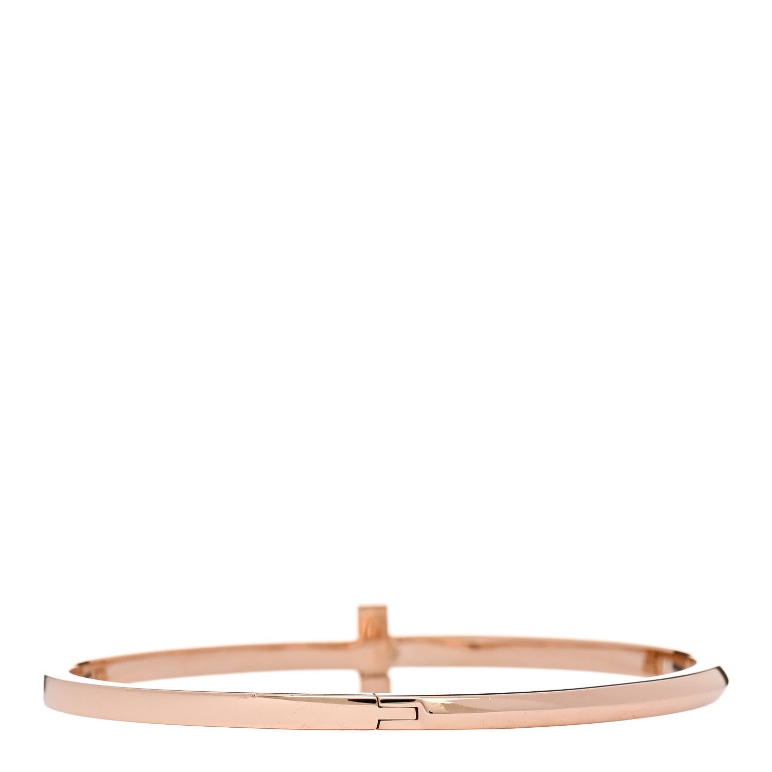 Tiffany 18K Rose Gold Narrow T T1 Hinged Bangle Bracelet 2 of 4