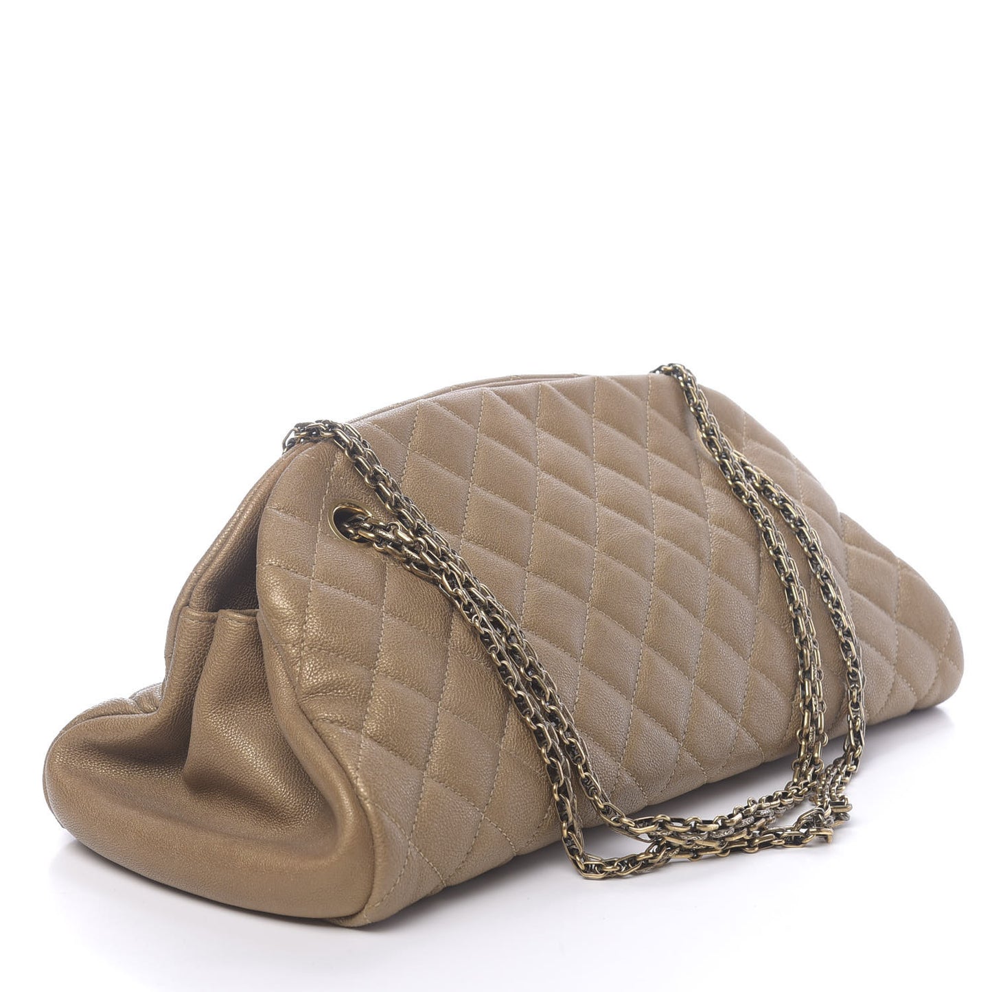 Metallic Calfskin Quilted Medium Just Mademoiselle Gold
