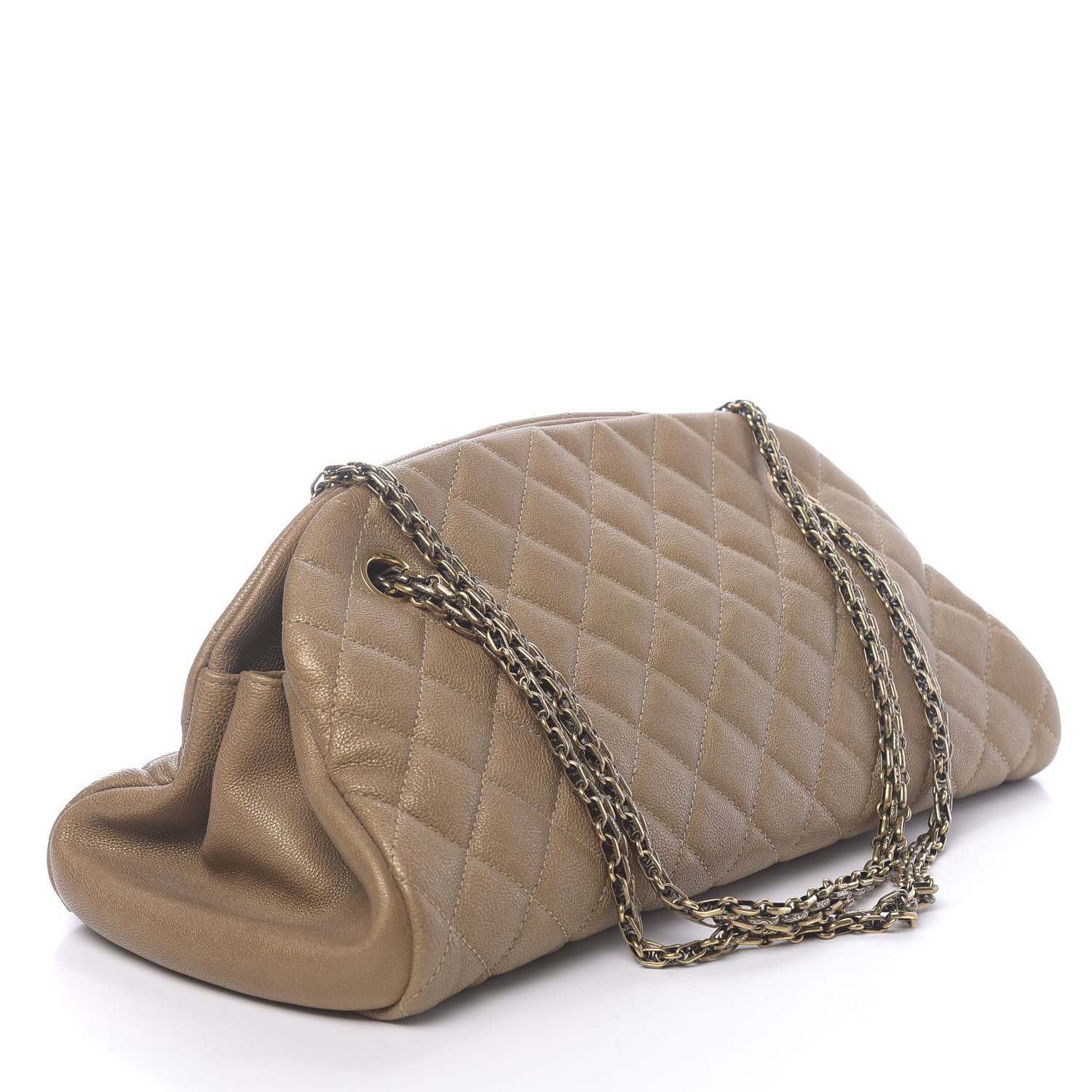 Chanel Metallic Calfskin Quilted Medium Just Mademoiselle Gold 3 of 10