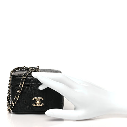 Chanel Caviar Quilted Mini Vanity Wrist Case With Chain Black 2 of 11