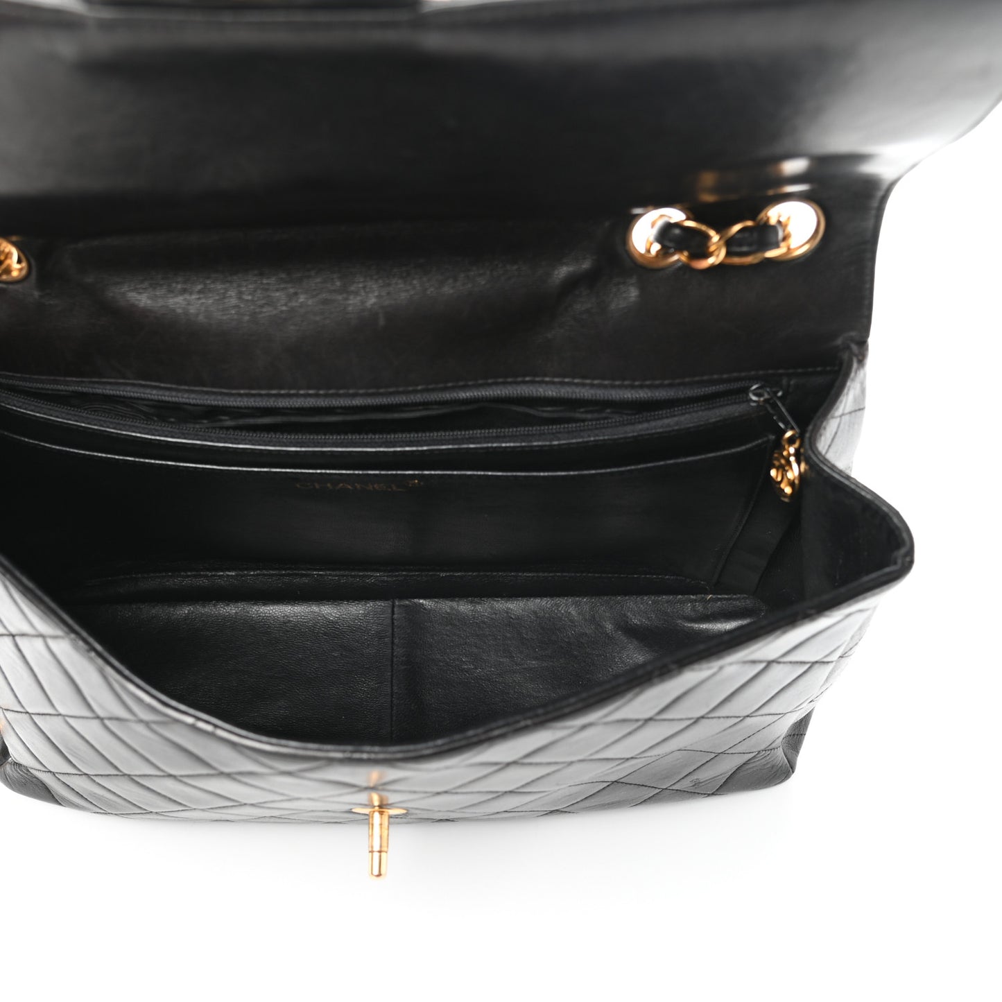 Lambskin Quilted XL Jumbo Single Flap Black