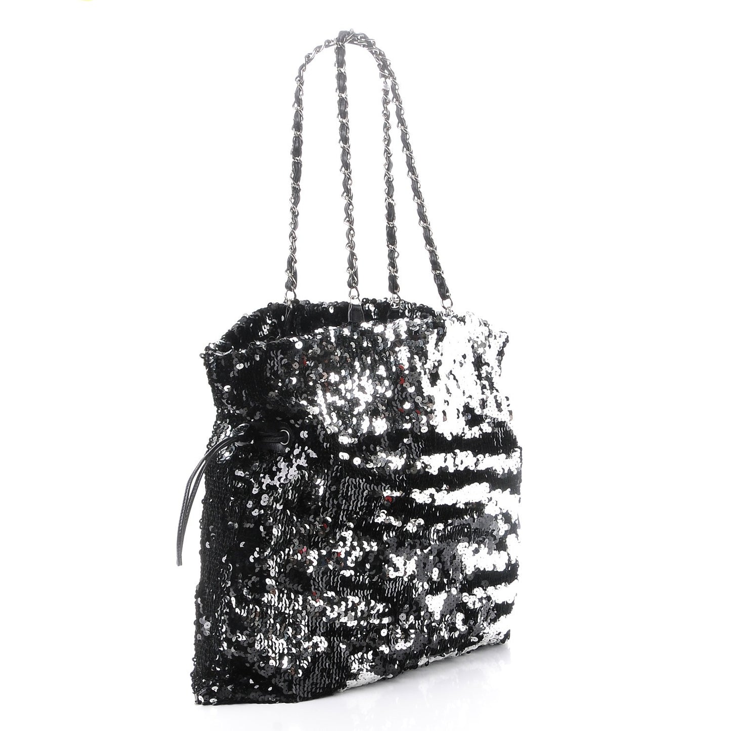 Sequin Summer Night Drawstring Tote Black