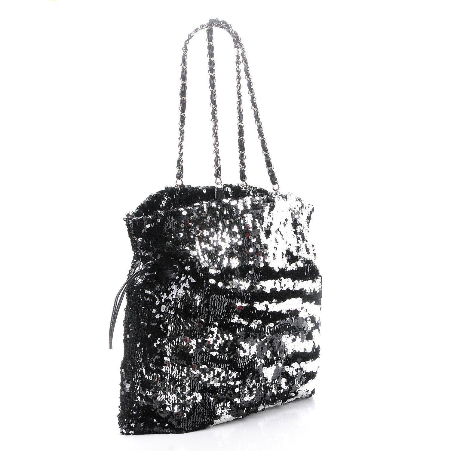 Chanel Sequin Summer Night Drawstring Tote Black 3 of 9