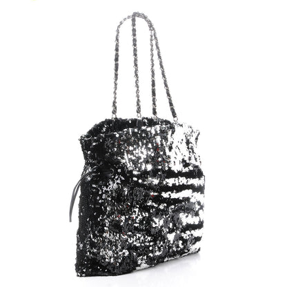 Chanel Sequin Summer Night Drawstring Tote Black 3 of 9