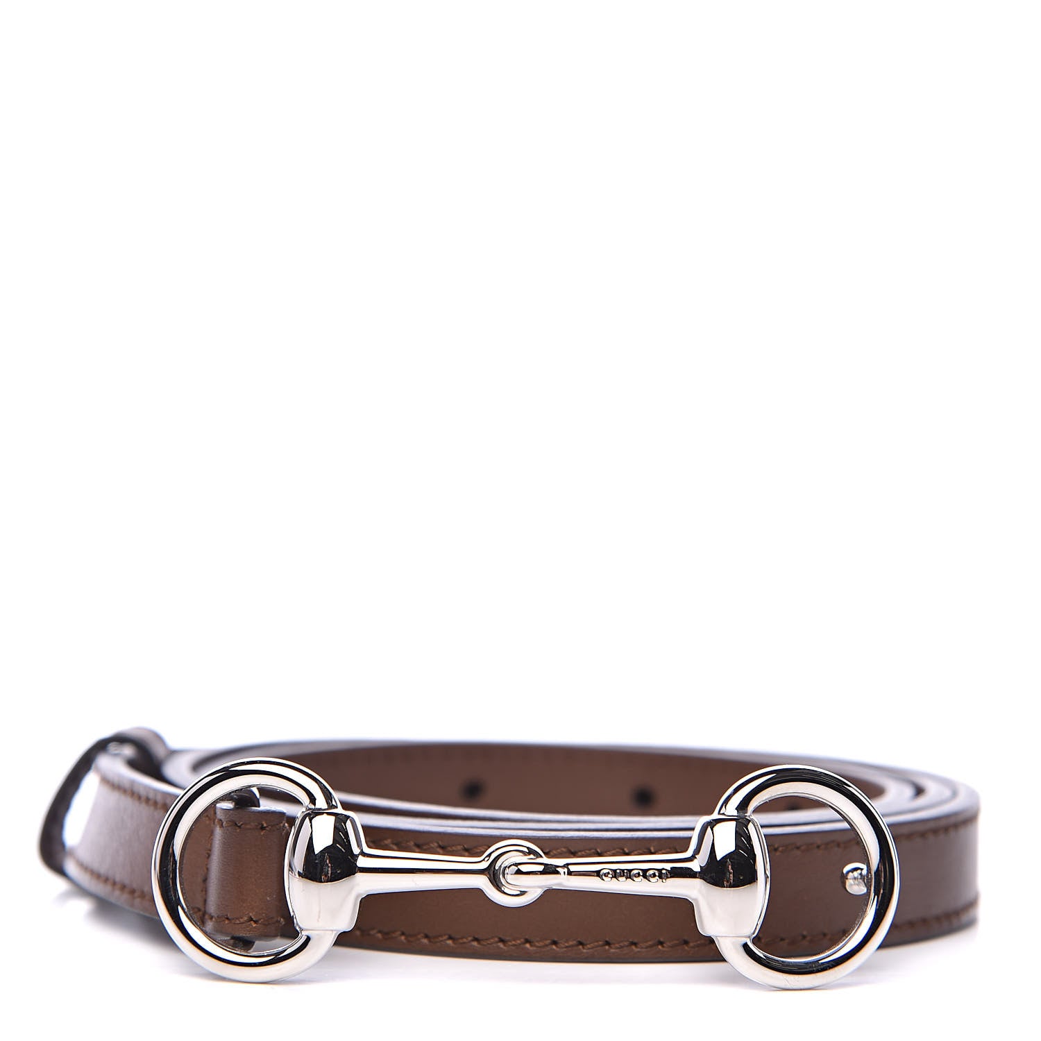 Gucci Calfskin Horsebit Skinny Belt 90 36 Brown 1 of 7