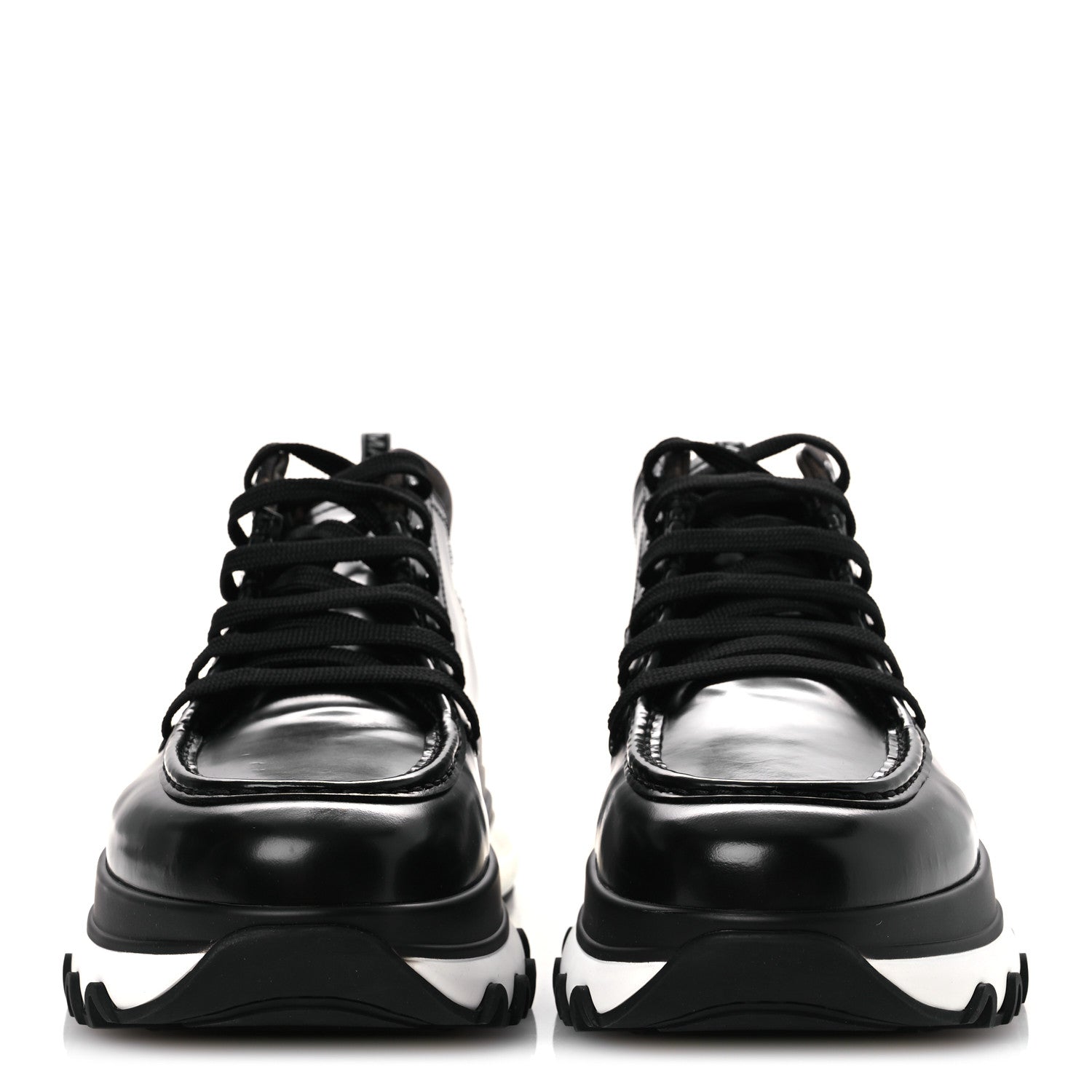 Fendi Calfskin Zucca Mens Lace Up Sneakers 8 Black Maya 3 of 12
