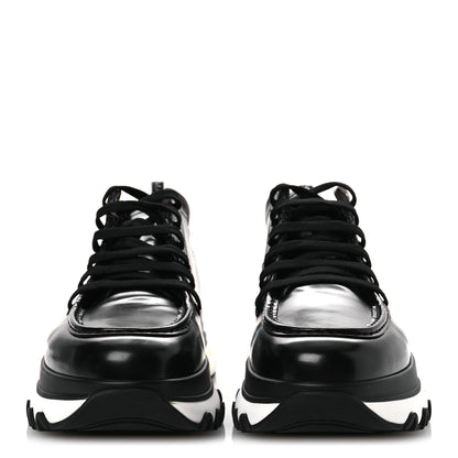 Fendi Calfskin Zucca Mens Lace Up Sneakers 8 Black Maya 3 of 12