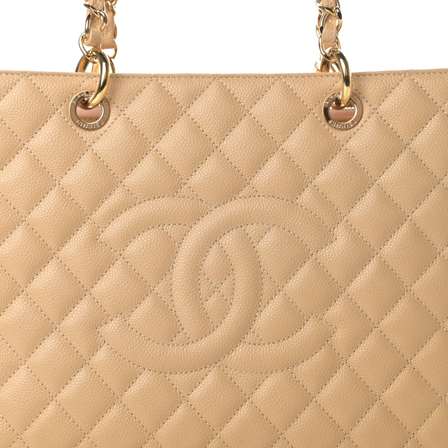 Caviar Quilted Grand Shopping Tote GST Beige
