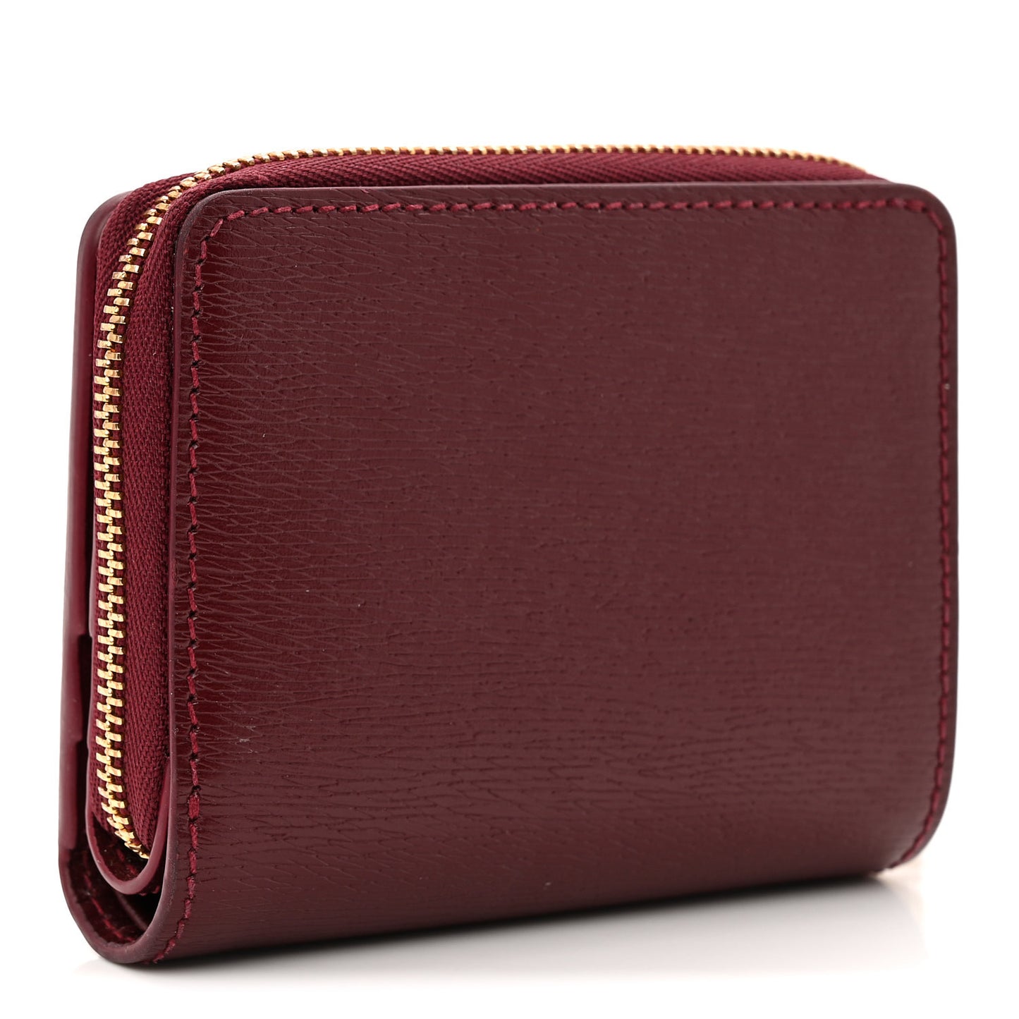 Textured Calfskin Script Logo Mini Wallet Rosso Ancora
