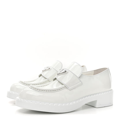 Prada Vernice Triangle 50mm Loafers 38.5 White 3 of 13