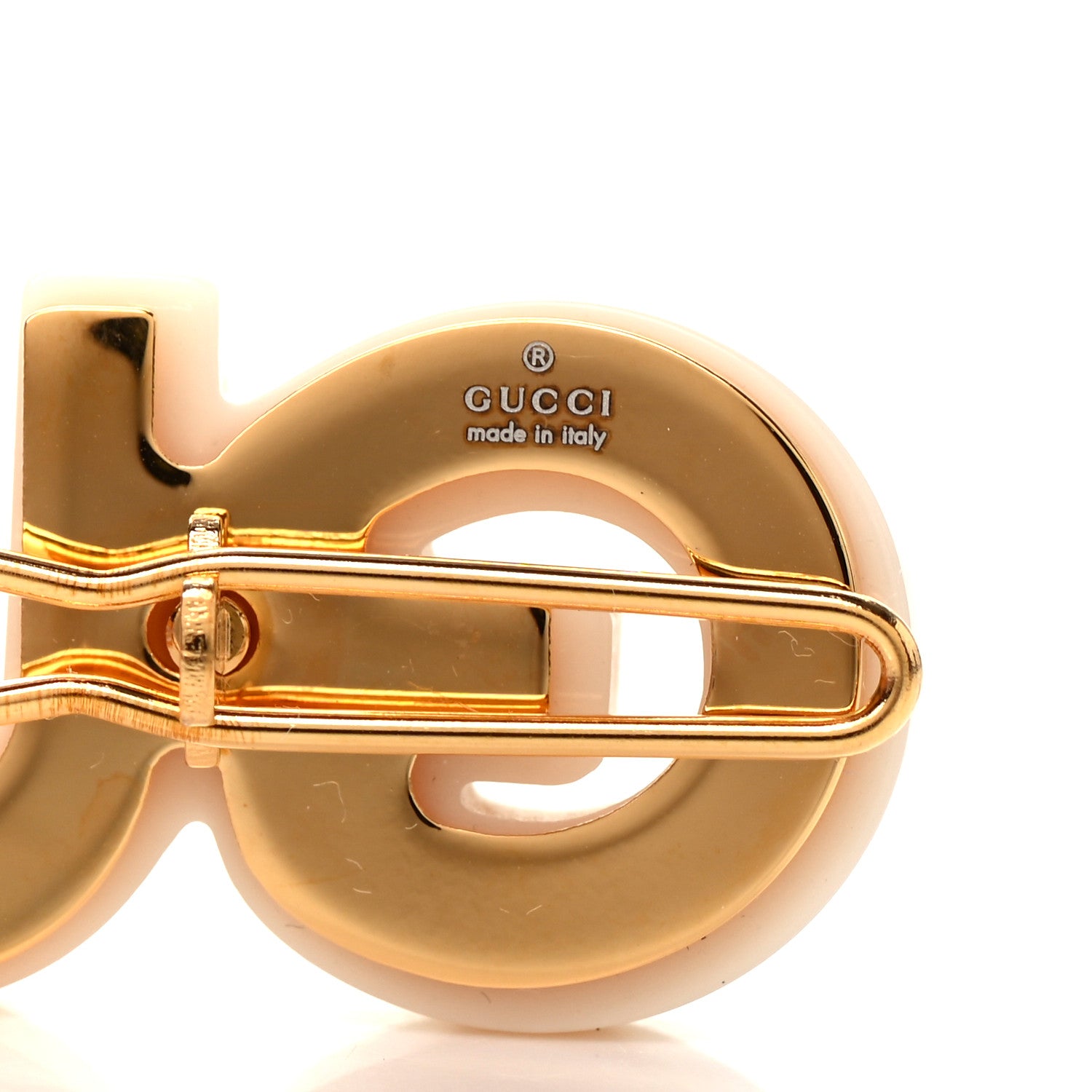 Gucci Resin Crystal Logo Hair Slide Ivory 3 of 4