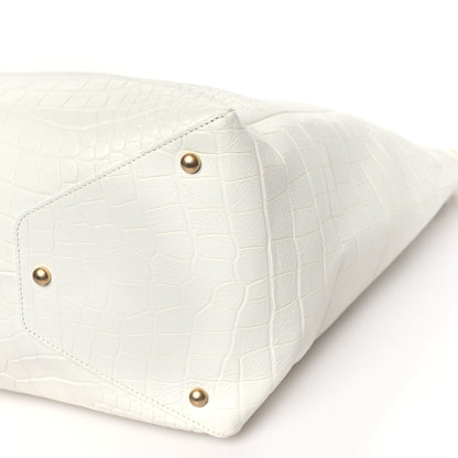 Chanel Calfskin Crocodile Embossed Large Cocodile Shopping Tote White 9 of 9