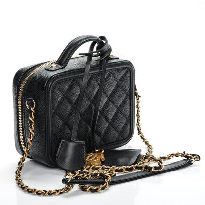 Chanel Caviar Quilted Small CC Filigree Vanity Case Black 3 of 7