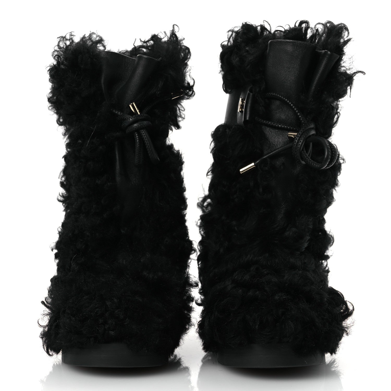 Chanel Shearling Sheepskin High Boots 38 Black 3 of 10
