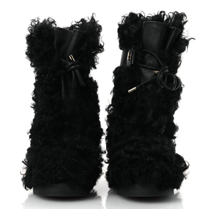 Chanel Shearling Sheepskin High Boots 38 Black 3 of 10