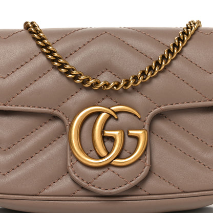 Gucci Calfskin Matelasse Super Mini GG Marmont Shoulder Bag Porcelain Rose 8 of 11