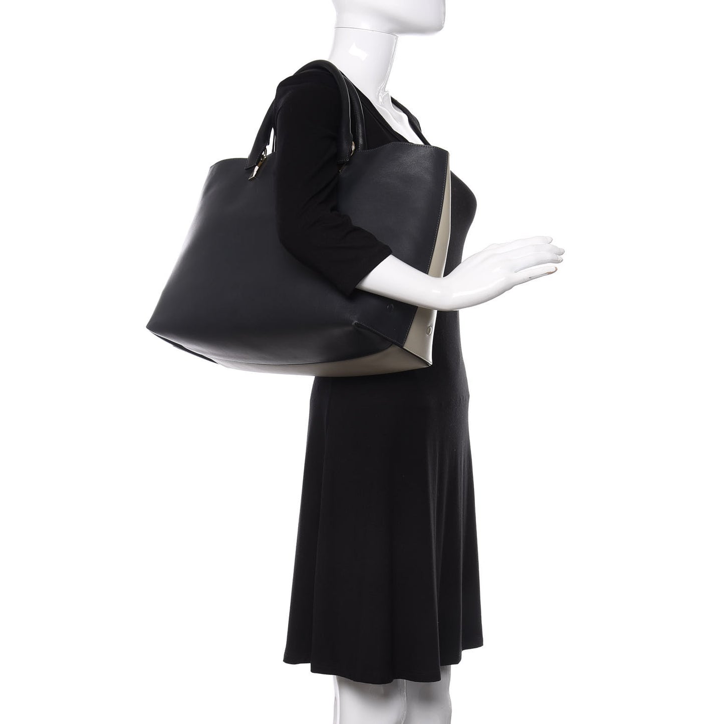 Smooth Calfskin Medium Baylee Two Tone Tote Marshmallow Grey Black