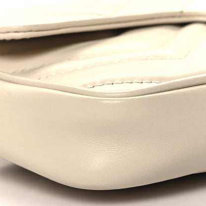 Gucci Calfskin Matelasse Mini GG Marmont Shoulder Bag With Card Holder White Black 10 of 11