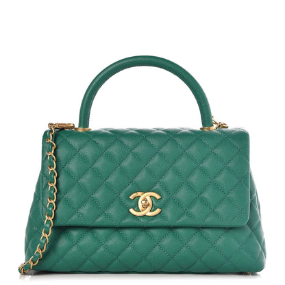 Chanel Caviar Quilted Small Coco Handle Flap Green 1 of 14