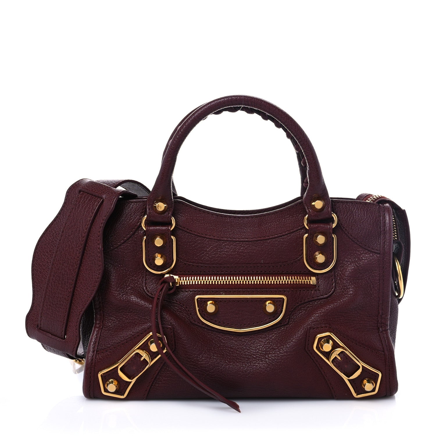 Balenciaga Chevre Gold Metallic Edge Hardware Mini City Bordeaux 1 of 6