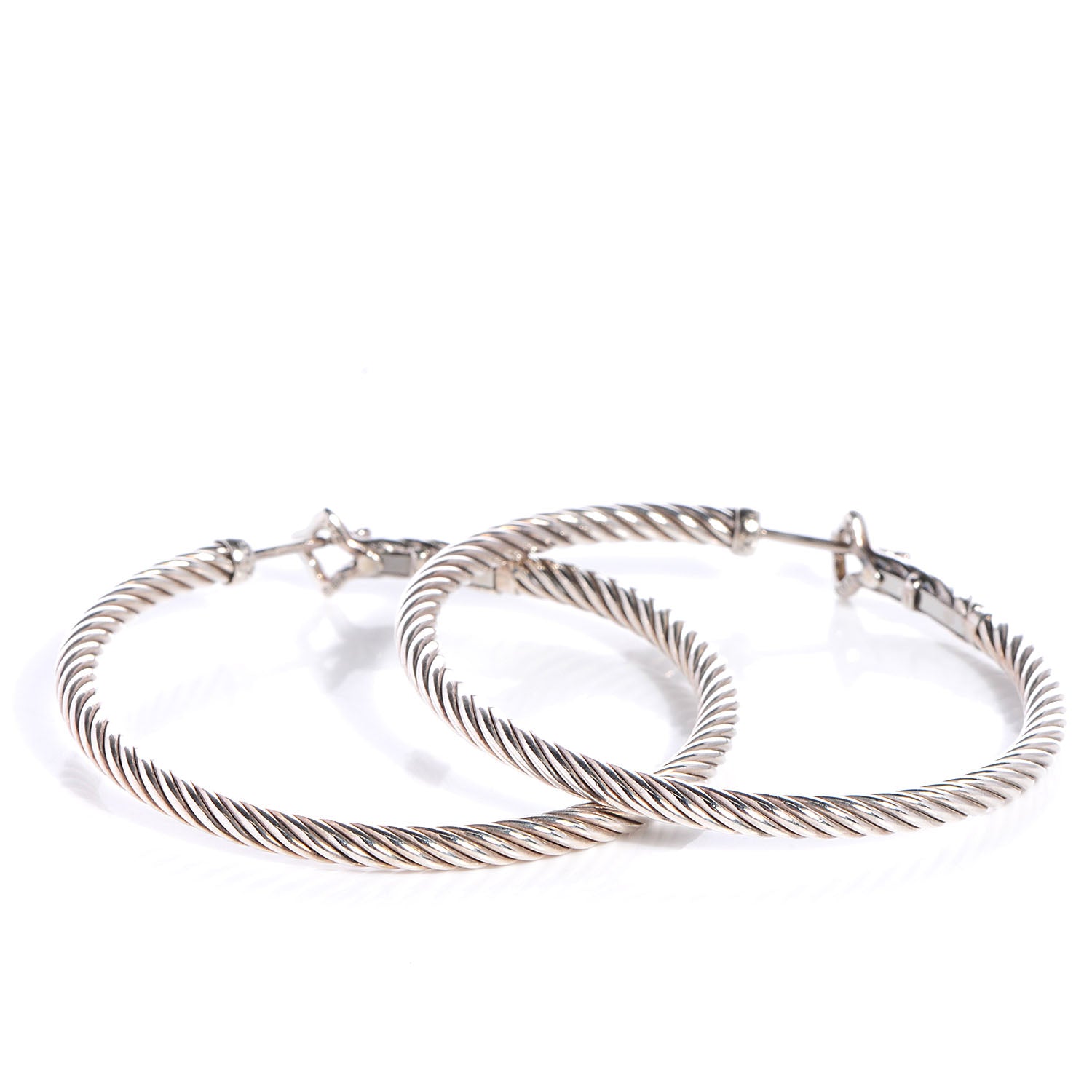 David Yurman Sterling Silver Cable Classics Extra Large Hoop Earrings 5 of 6