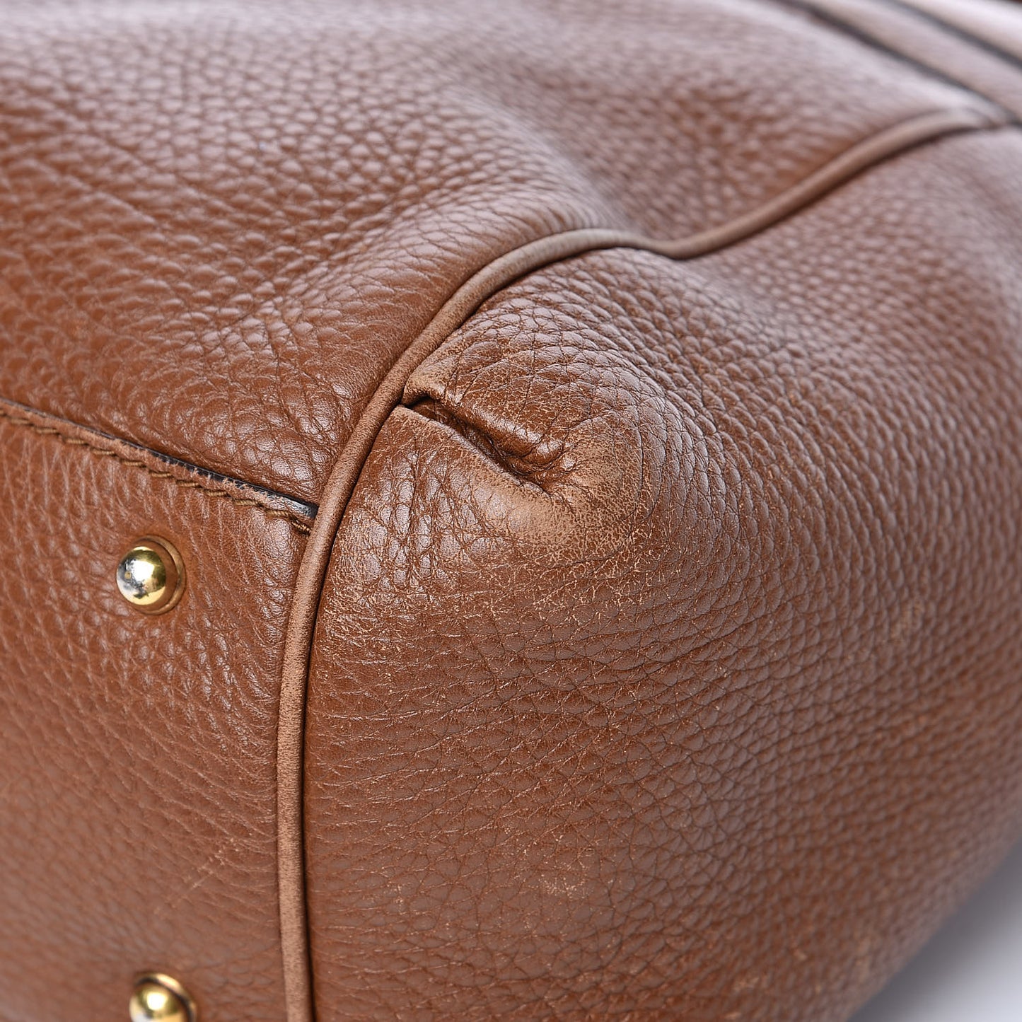 Pebbled Calfskin Ride Medium Top Handle Bag Brown