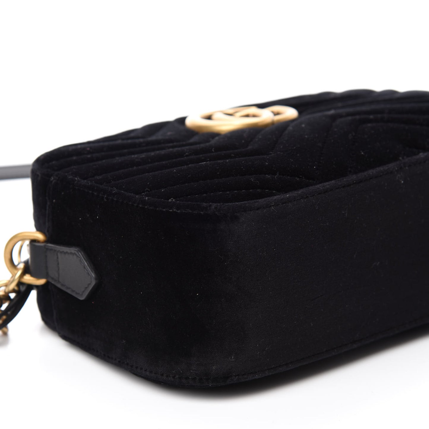 Velvet Matelasse Small GG Marmont Chain Shoulder Bag Black