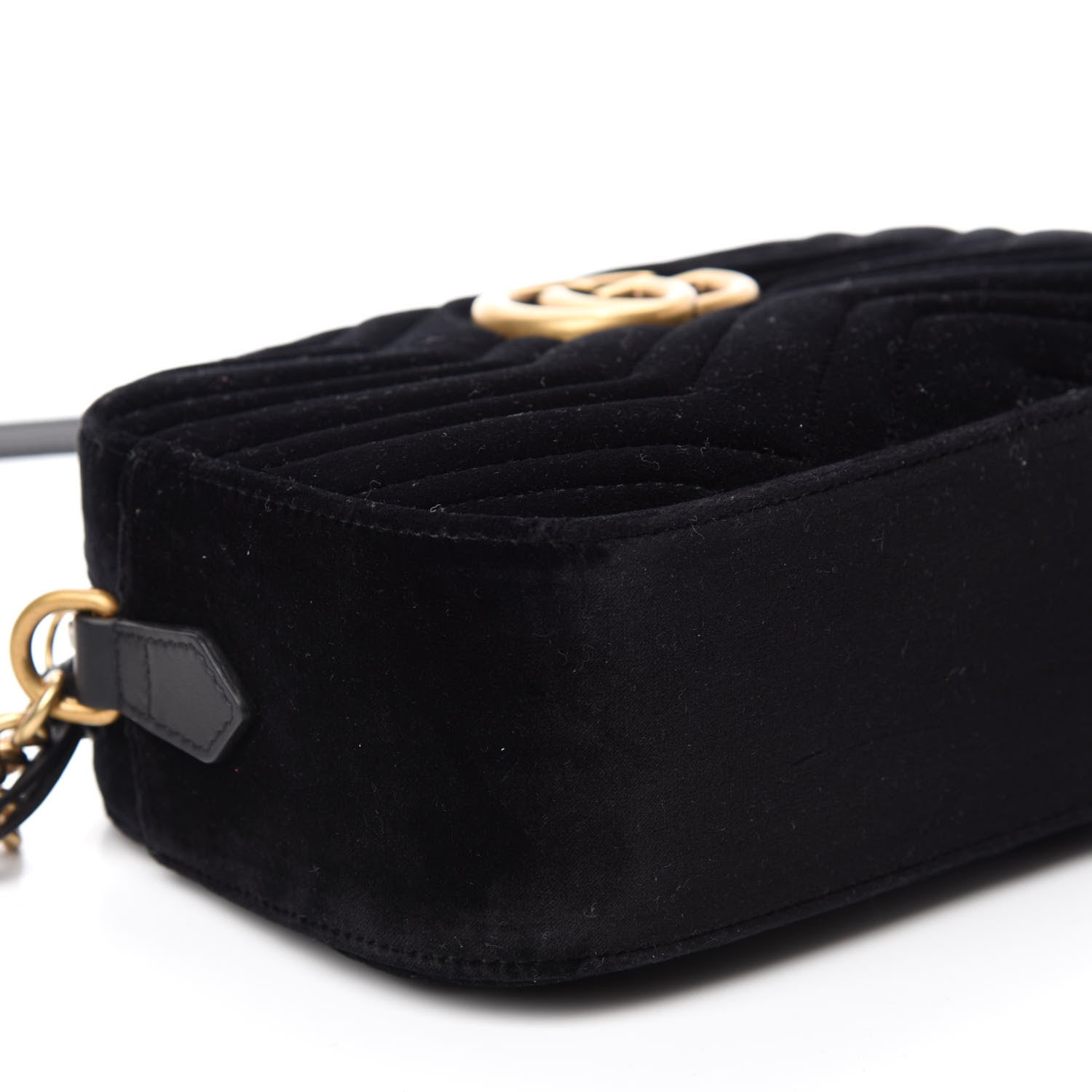 Gucci Velvet Matelasse Small GG Marmont Chain Shoulder Bag Black 6 of 10