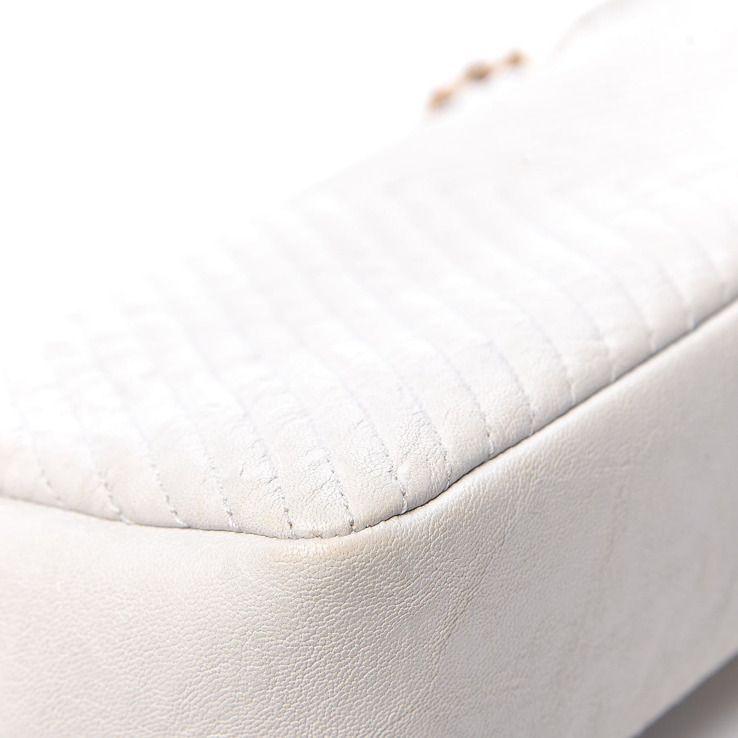 Calfskin Surpique Chevron Medium Flap White