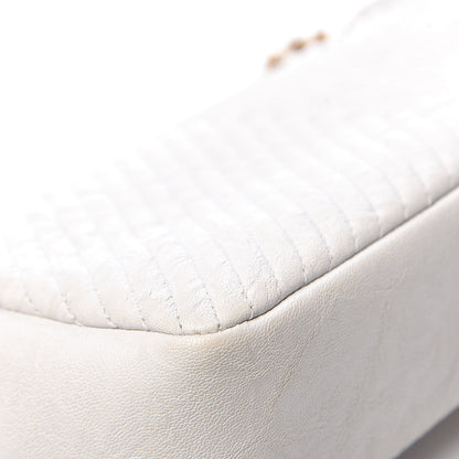 Chanel Calfskin Surpique Chevron Medium Flap White 12 of 21
