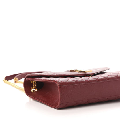 Saint Laurent Grain De Poudre Textured Mixed Matelasse Triquilt Medium Monogram Satchel Oxblood 8 of 11