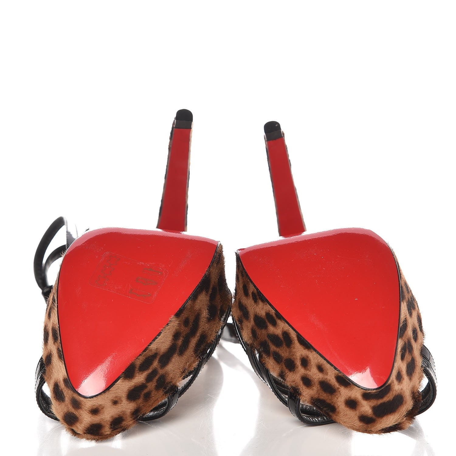 Christian Louboutin Patent Pony Hair Leopard Print Passiflore 140 Platform Sandals 39.5 Black 5 of 9