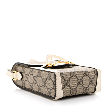 Gucci GG Supreme Monogram Azalea Calfskin Mini Horsebit 1955 Crossbody Bag Beige Ebony Mystic White 4 of 12