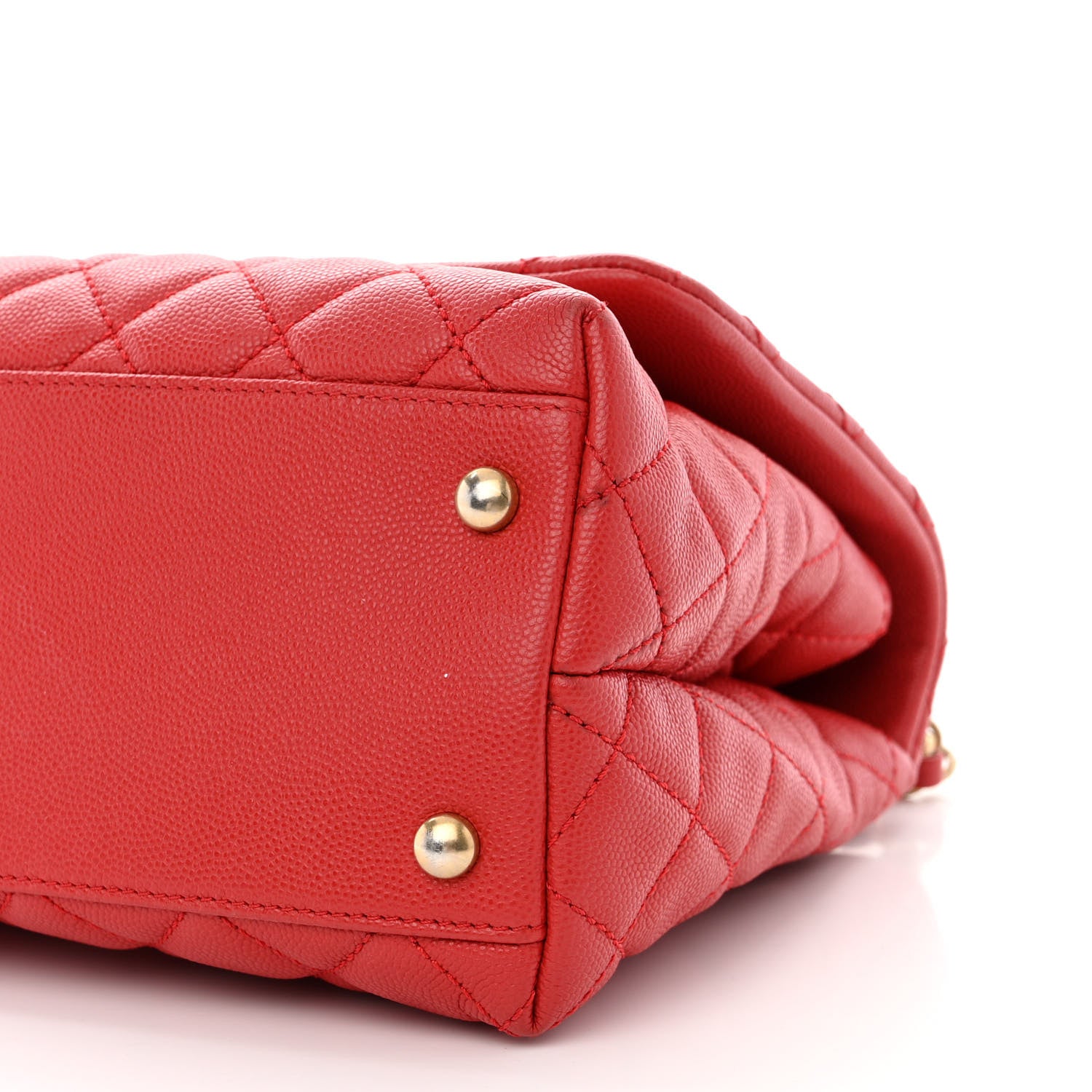 Chanel Caviar Quilted Small Coco Handle Flap Red 10 of 12