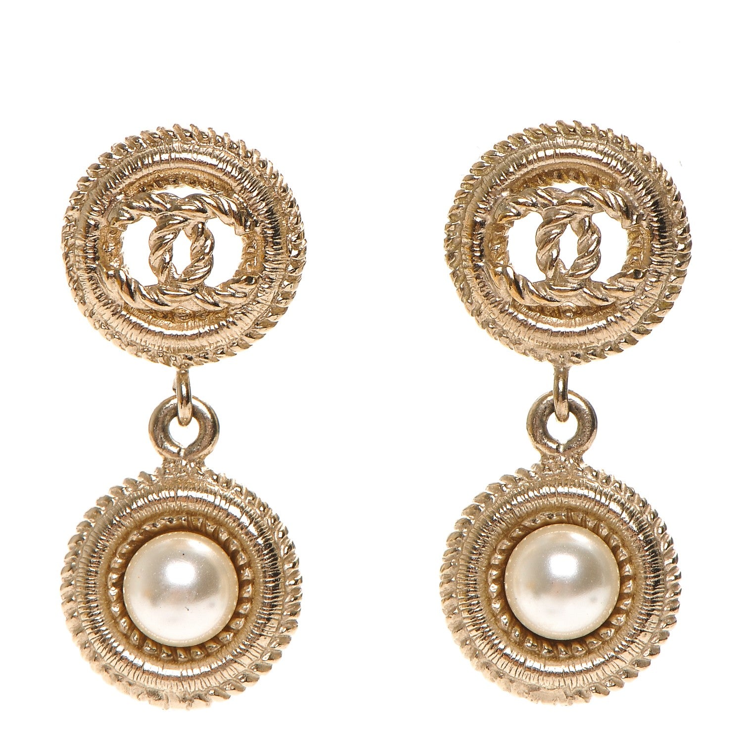 Chanel Pearl CC Dangle Earrings Gold 1 of 4