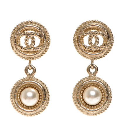 Chanel Pearl CC Dangle Earrings Gold 1 of 4