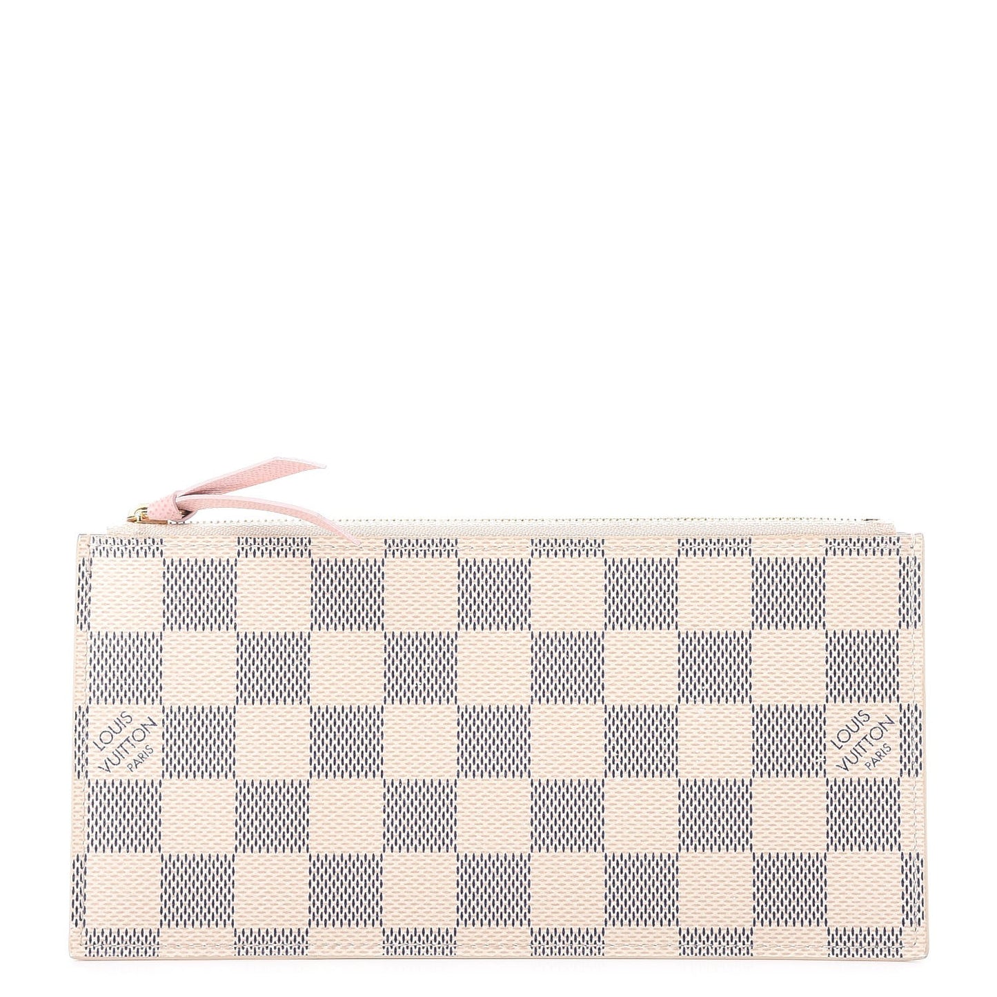 Damier Azur Felicie Chain Wallet Zippered Insert Rose Ballerine